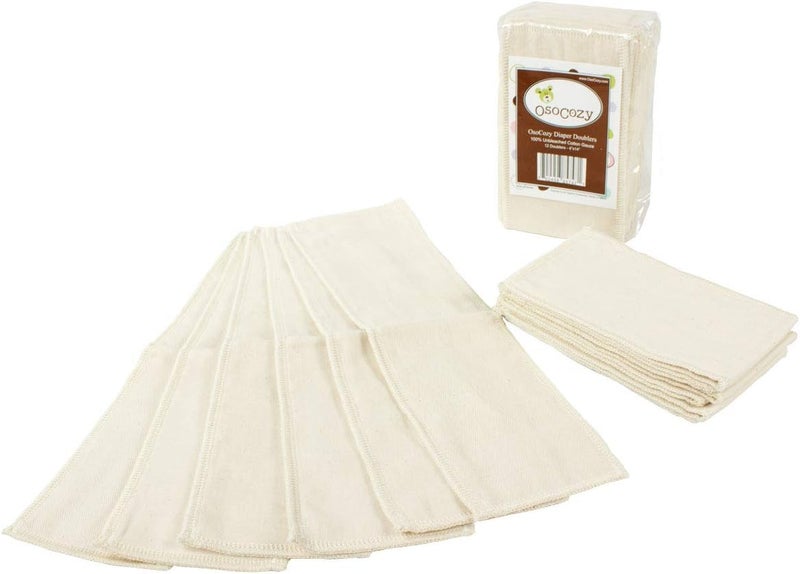 OsoCozy Gauze Cloth Diaper Doublers - 100% Unbleached Gauze Weaved Cotton, 4x12 inches, 6 Layers Thick. Add Extra Absorbency to Your Cloth Diapers - 12 Pack - Image 1